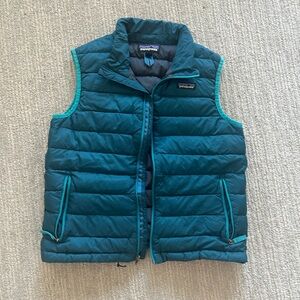Patagonia vest down boys L 12 Large Blue Teal Excellent Condition
